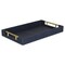 Contemporary Home Living 15.75&#x22; Blue and Gold Rectangular Tray with Handles